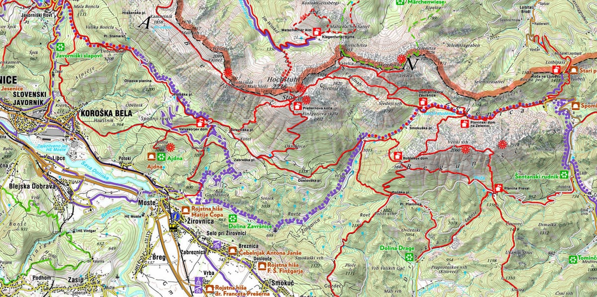 La mappa delle alpi Slovene