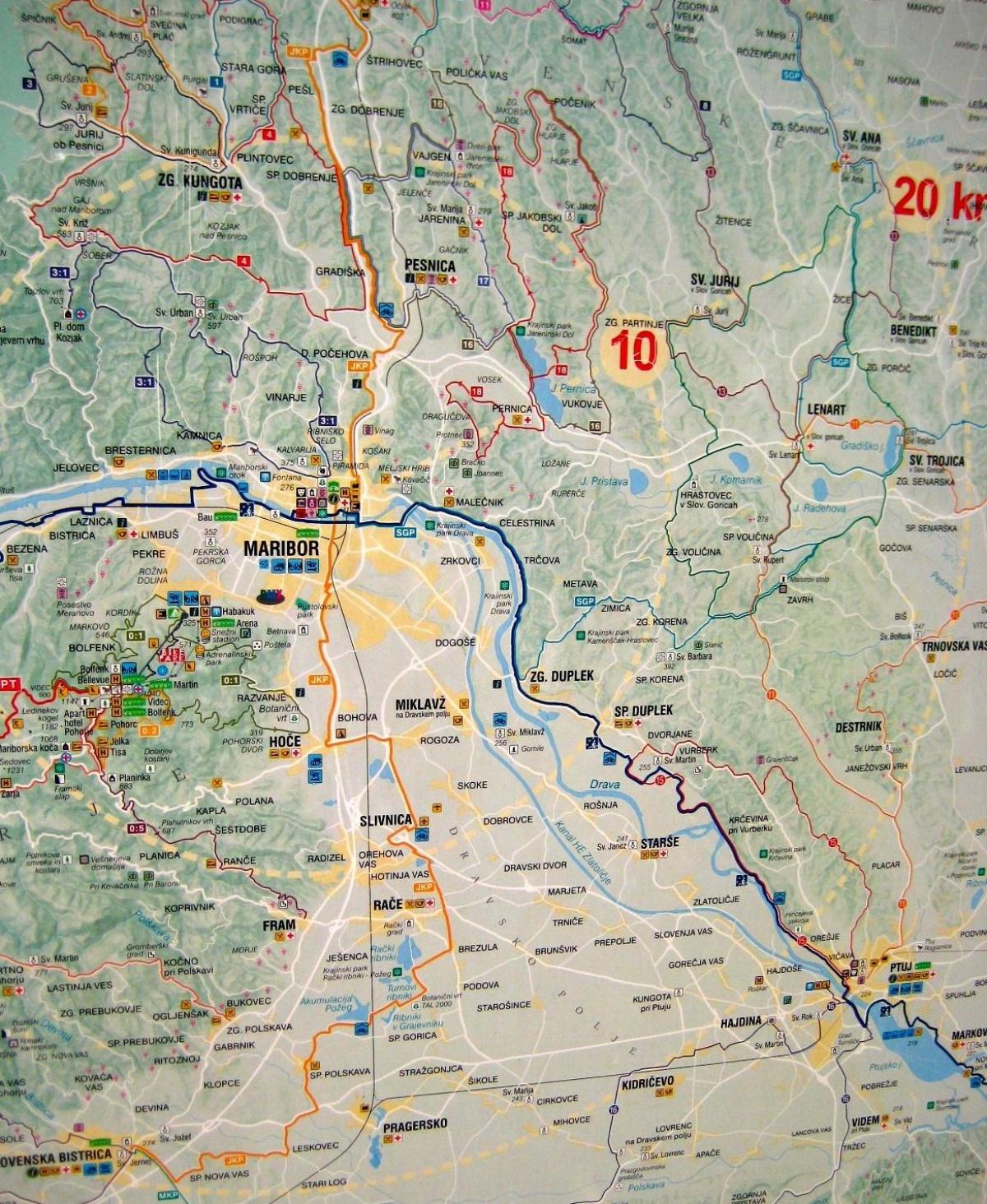 Mappa della Slovenia, escursioni in bicicletta