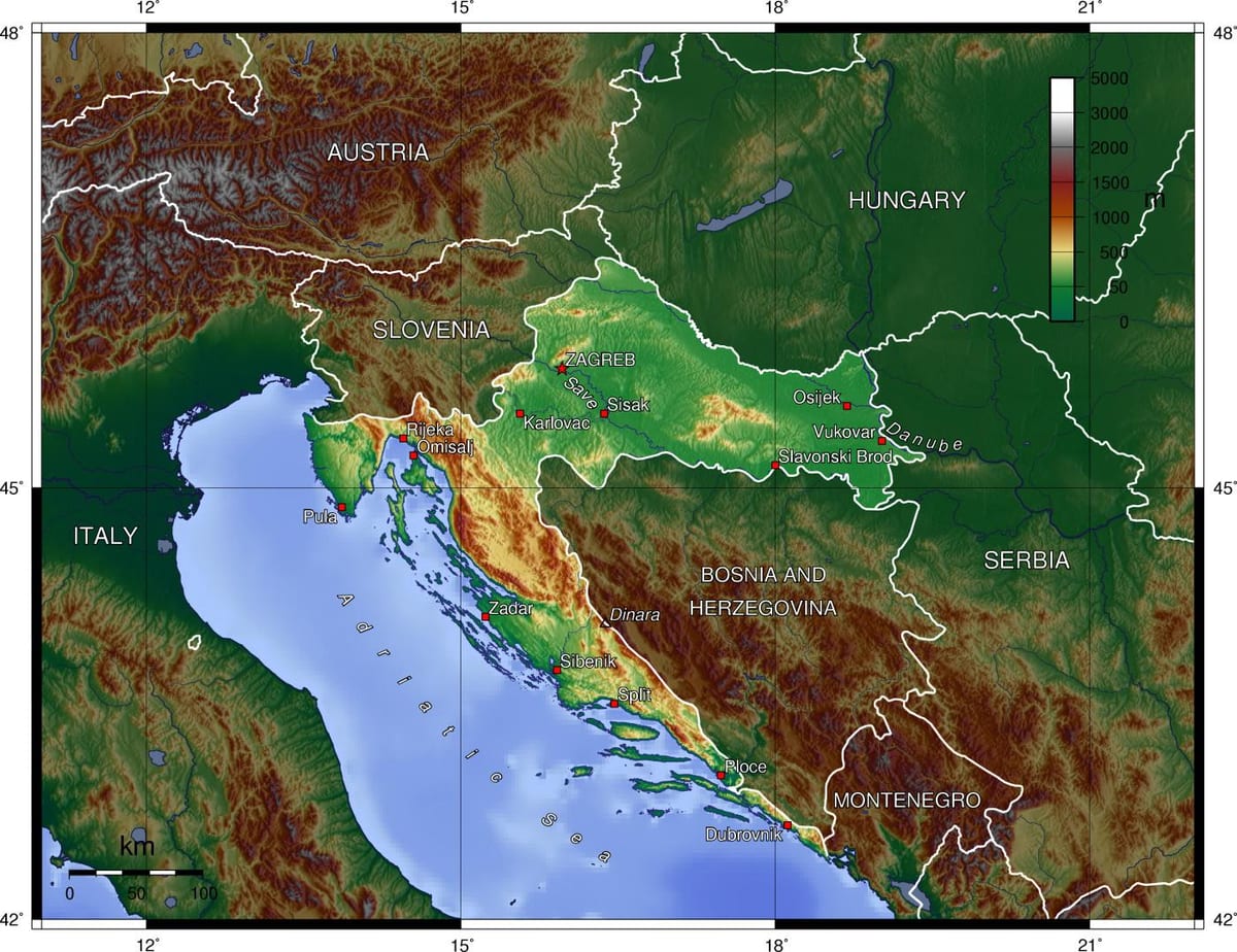 Mappa topografica della Slovenia
