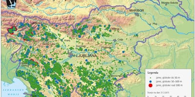 Mappa di grotte in Slovenia